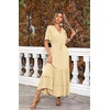 image:imageRVivimos Womens Summer V Neck Floral Print Boho Midi DressLight Yellow