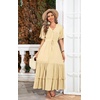 image:imageRVivimos Womens Summer V Neck Floral Print Boho Midi DressLight Yellow