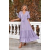image:imageRVivimos Womens Summer V Neck Floral Print Boho Midi DressLilacpurple