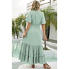 image:imageRVivimos Womens Summer V Neck Floral Print Boho Midi DressSagegreen