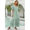 image:imageRVivimos Womens Summer V Neck Floral Print Boho Midi DressSagegreen