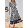 image:imageRVivimos Womens Summer V Neck Floral Print Boho Midi DressSmoke Black