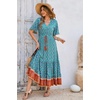 image:imageRVivimos Womens Summer V Neck Floral Print Boho Midi DressTealfloral