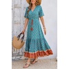 image:imageRVivimos Womens Summer V Neck Floral Print Boho Midi DressTealfloral