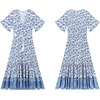 image:imageRVivimos Womens Summer V Neck Floral Print Boho Midi DressWhite