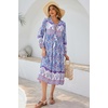 image:imageRVivimos Womens Long Sleeve Floral V Neck Bohemian Midi DressBluepurple