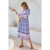 image:imageRVivimos Womens Long Sleeve Floral V Neck Bohemian Midi DressBluepurple