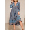 image:imageRVivimos Womens Long Sleeve Floral V Neck Bohemian Midi DressDustyblue