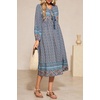 image:imageRVivimos Womens Long Sleeve Floral V Neck Bohemian Midi DressDustyblue