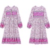 image:imageRVivimos Womens Long Sleeve Floral V Neck Bohemian Midi DressOrchid