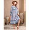 image:imageRVivimos Womens Long Sleeve Floral V Neck Bohemian Midi DressPaleblue