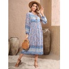 image:imageRVivimos Womens Long Sleeve Floral V Neck Bohemian Midi DressPaleblue