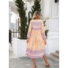 image:imageRVivimos Womens Long Sleeve Floral V Neck Bohemian Midi DressPurpleyellow