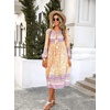 image:imageRVivimos Womens Long Sleeve Floral V Neck Bohemian Midi DressPurpleyellow