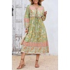image:imageRVivimos Womens Long Sleeve Floral V Neck Bohemian Midi DressTendergreen