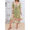 image:imageRVivimos Womens Long Sleeve Floral V Neck Bohemian Midi DressTendergreen