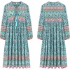 image:imageRVivimos Womens Long Sleeve Floral V Neck Bohemian Midi DressTurquoise