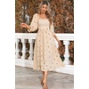 image:imageRVivimos Womens Cotton Floral Embroidered Boho Midi Dress with PocketsBeige