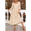 image:imageRVivimos Womens Cotton Floral Embroidered Boho Midi Dress with PocketsBeige