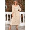 image:imageRVivimos Womens Cotton Floral Embroidered Boho Midi Dress with PocketsBeige