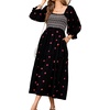 image:imageRVivimos Womens Cotton Floral Embroidered Boho Midi Dress with PocketsBlack