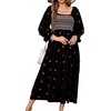 image:imageRVivimos Womens Cotton Floral Embroidered Boho Midi Dress with PocketsBlack