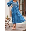 image:imageRVivimos Womens Cotton Floral Embroidered Boho Midi Dress with PocketsDarkblue