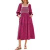 image:imageRVivimos Womens Cotton Floral Embroidered Boho Midi Dress with PocketsFuchsia