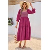 image:imageRVivimos Womens Cotton Floral Embroidered Boho Midi Dress with PocketsFuchsia