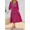 image:imageRVivimos Womens Cotton Floral Embroidered Boho Midi Dress with PocketsFuchsia