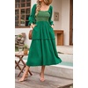 image:imageRVivimos Womens Cotton Floral Embroidered Boho Midi Dress with PocketsGreen
