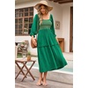 image:imageRVivimos Womens Cotton Floral Embroidered Boho Midi Dress with PocketsGreen
