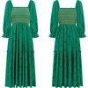 image:imageRVivimos Womens Cotton Floral Embroidered Boho Midi Dress with PocketsGreen