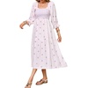 image:imageRVivimos Womens Cotton Floral Embroidered Boho Midi Dress with PocketsLight Pink