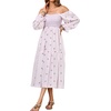 image:imageRVivimos Womens Cotton Floral Embroidered Boho Midi Dress with PocketsLight Pink