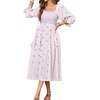 image:imageRVivimos Womens Cotton Floral Embroidered Boho Midi Dress with PocketsLight Pink