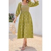 image:imageRVivimos Womens Cotton Floral Embroidered Boho Midi Dress with PocketsOlivegreen