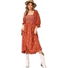 image:imageRVivimos Womens Cotton Floral Embroidered Boho Midi Dress with PocketsRustbrown