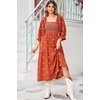 image:imageRVivimos Womens Cotton Floral Embroidered Boho Midi Dress with PocketsRustbrown