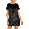 image:imageRVivimos Womens Crushed Velvet Short Sleeve Mini DressBlack