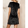 image:imageRVivimos Womens Crushed Velvet Short Sleeve Mini DressBlack