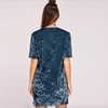 image:imageRVivimos Womens Crushed Velvet Short Sleeve Mini DressBlue