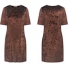 image:imageRVivimos Womens Crushed Velvet Short Sleeve Mini DressBrown