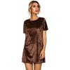 image:imageRVivimos Womens Crushed Velvet Short Sleeve Mini DressBrown