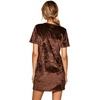 image:imageRVivimos Womens Crushed Velvet Short Sleeve Mini DressBrown