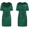 image:imageRVivimos Womens Crushed Velvet Short Sleeve Mini DressDark Green