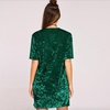 image:imageRVivimos Womens Crushed Velvet Short Sleeve Mini DressDark Green