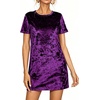 image:imageRVivimos Womens Crushed Velvet Short Sleeve Mini DressDarkpurple