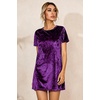 image:imageRVivimos Womens Crushed Velvet Short Sleeve Mini DressDarkpurple