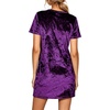 image:imageRVivimos Womens Crushed Velvet Short Sleeve Mini DressDarkpurple